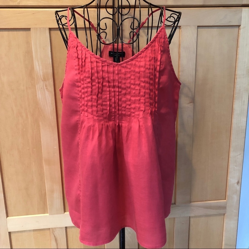 Will Smith 100% linen pleated lined sleeveless Top